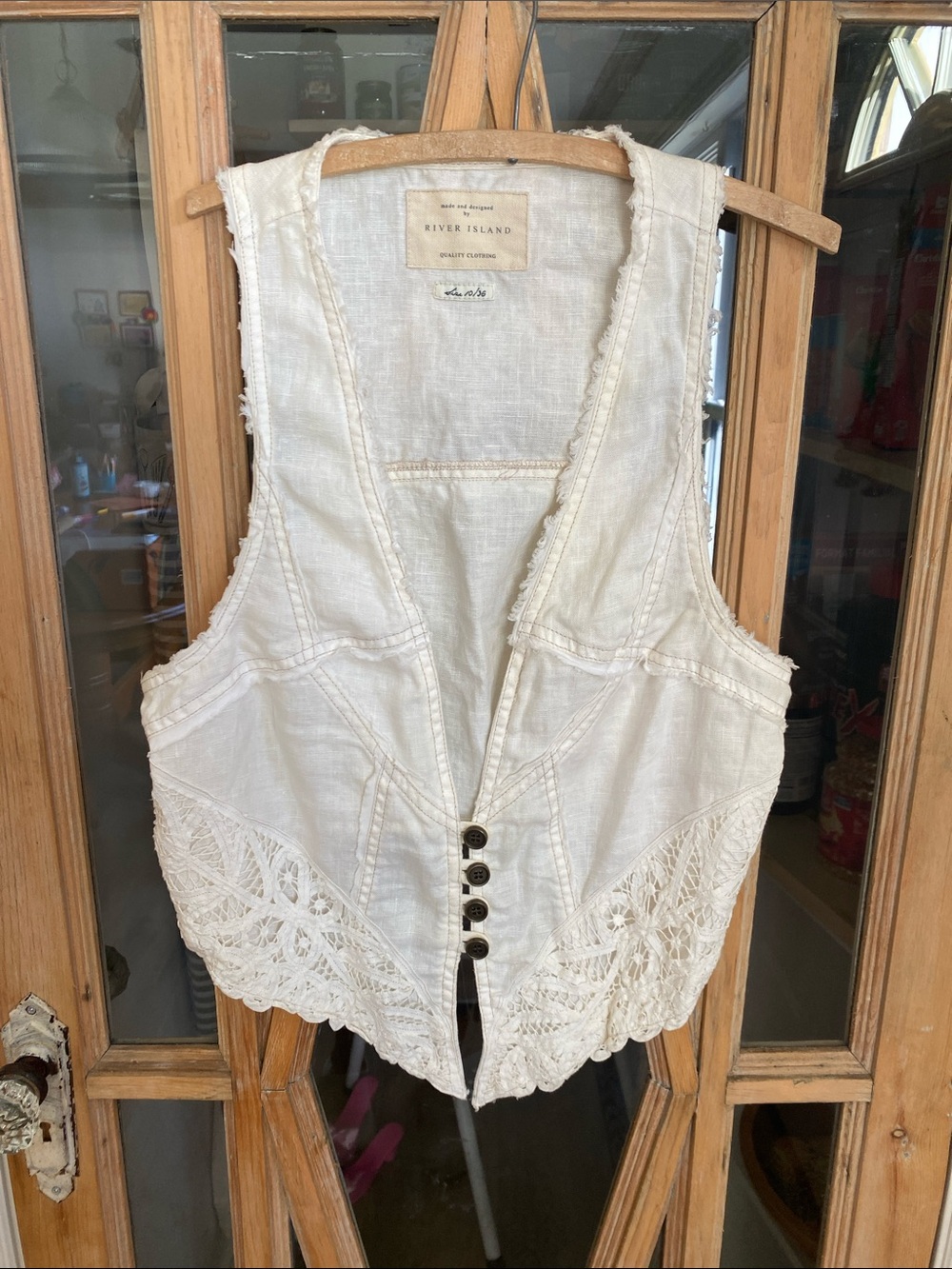 Eyelet Boho Cottagecore Romantic Feminine Prairie Crochet Cowgirl Linen Vest